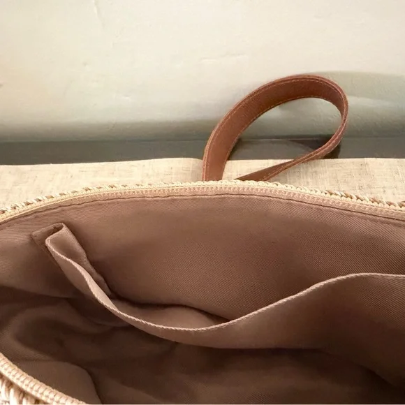 The Sak Half-Moon Woven Crossbody Bag with Brown Leather Strap - Picture 9 of 10